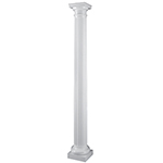 12" x 10' Fluted Round PermaCast&reg; Column with Tuscan Cap & Base