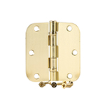 3-1/2" Bright Brass 5/8" Radius Corner Ball Bearing Commercial Hinge