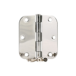 3-1/2" Bright Chrome 5/8" Radius Corner Standard Non-Ball Bearing Residential Hinge