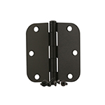 3-1/2" Flat Black 5/8" Radius Corner Standard Non-Ball Bearing Residential Hinge