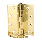 4-1/2" Bright Brass Square Corner Ball Bearing Commercial Hinge