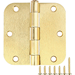 3-1/2" Satin Brass 5/8" Radius Corner Standard Non-Ball Bearing Residential Hinge